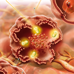 Illustration of LUTATHERA delivering radiation.