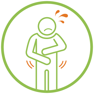 Infographic showing the potential methods of identifying and monitoring disease progression, including the symptom abdominal pain