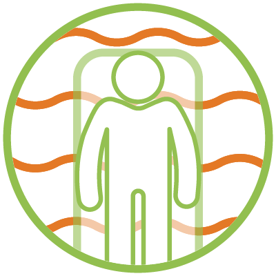 Infographic showing the potential methods of identifying and monitoring disease progression, including an MRI scan radiological evaluation
